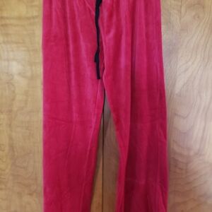Juniors Candie's Red Velour Track Pants with Black Drawstring